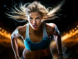 Dynamic Photograph of Female athlete AI Generative photo