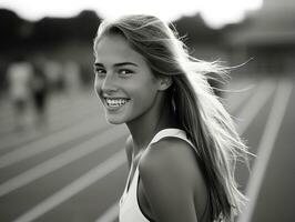 Dynamic Photograph of Female athlete AI Generative photo