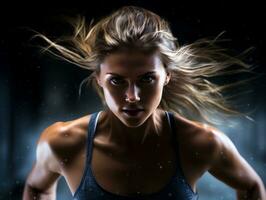 Dynamic Photograph of Female athlete AI Generative photo