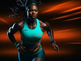 Dynamic Photograph of Female athlete AI Generative photo