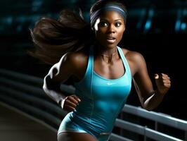 Dynamic Photograph of Female athlete AI Generative photo