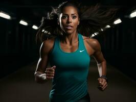 Dynamic Photograph of Female athlete AI Generative photo