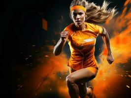 Dynamic Photograph of Female athlete AI Generative photo