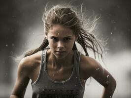 Dynamic Photograph of Female athlete AI Generative photo