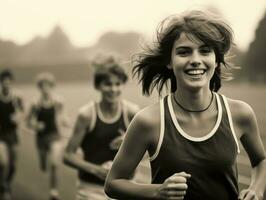 dinámica fotografía de hembra atleta ai generativo foto