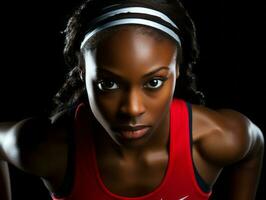 Dynamic Photograph of Female athlete AI Generative photo