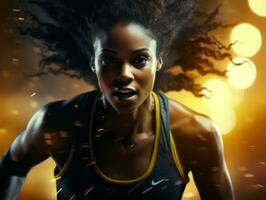 Dynamic Photograph of Female athlete AI Generative photo