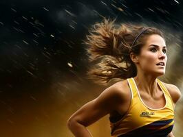 Dynamic Photograph of Female athlete AI Generative photo