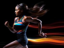 Dynamic Photograph of Female athlete AI Generative photo