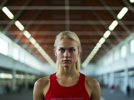 dinámica fotografía de hembra atleta ai generativo foto