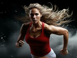 Dynamic Photograph of Female athlete AI Generative photo