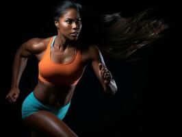 Dynamic Photograph of Female athlete AI Generative photo