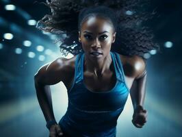 Dynamic Photograph of Female athlete AI Generative photo