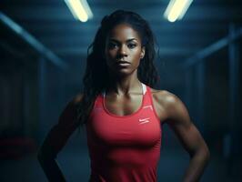 Dynamic Photograph of Female athlete AI Generative photo