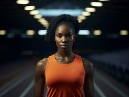 Dynamic Photograph of Female athlete AI Generative photo