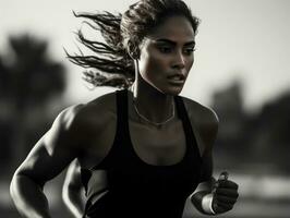 Dynamic Photograph of Female athlete AI Generative photo