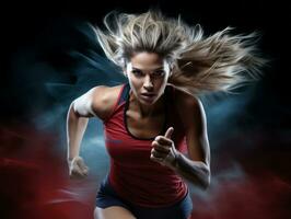 Dynamic Photograph of Female athlete AI Generative photo