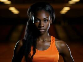 Dynamic Photograph of Female athlete AI Generative photo