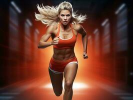Dynamic Photograph of Female athlete AI Generative photo