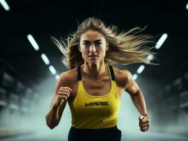 Dynamic Photograph of Female athlete AI Generative photo