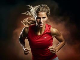 Dynamic Photograph of Female athlete AI Generative photo