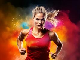 Dynamic Photograph of Female athlete AI Generative photo