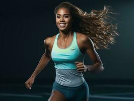 Dynamic Photograph of Female athlete AI Generative photo