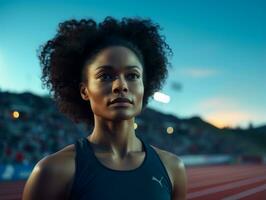 Dynamic Photograph of Female athlete AI Generative photo