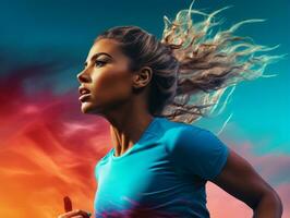 Dynamic Photograph of Female athlete AI Generative photo