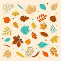 otoño hojas de diferente colores. vector ilustración