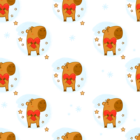 Seamless pattern.  capybara animal  with heart png