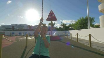 Child on flying fox at the playground video