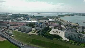 An aerial view of a Kazan Kremlin against the sunny landscape video