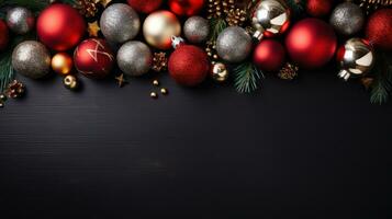 Christmas holiday frame with colorful balls photo