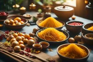 asian food ingredients on a table. AI-Generated photo