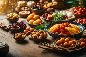 a table with many different types of fruits and vegetables photo