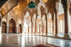 the interior of a mosque in abu dhabi. AI-Generated photo