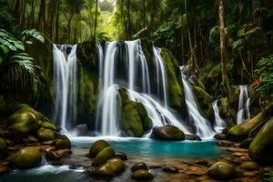 waterfall in the jungle, dominican republic. AI-Generated photo