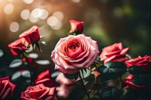 roses are blooming in the sun. AI-Generated photo