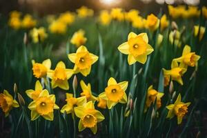 yellow daffodils in the sun. AI-Generated photo