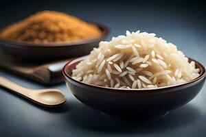 white rice and spices in a bowl. AI-Generated photo