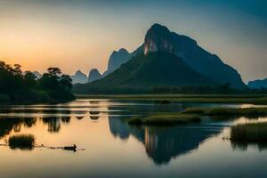 the li river in china. AI-Generated photo