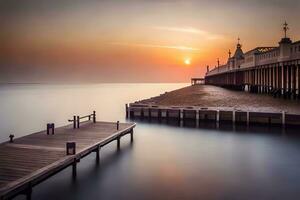 the pier at sunrise in brighton. AI-Generated photo