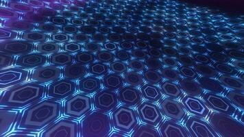 Abstract purple background pattern of hexagons glowing futuristic digital energy magical bright video