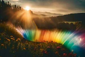 arco iris en el cielo. generado por ai foto