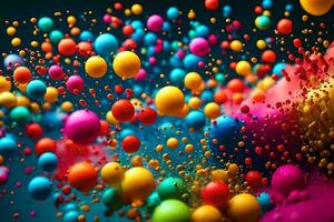 colorful balls are flying in the air. AI-Generated photo