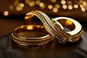 gold wedding rings hd wallpaper. AI-Generated photo