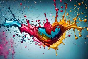 colorful paint splashes in the shape of a heart. AI-Generated photo