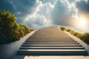 stairs leading to the sky. AI-Generated photo