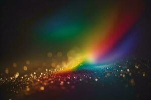 arco iris ligero en un negro antecedentes. generado por ai foto